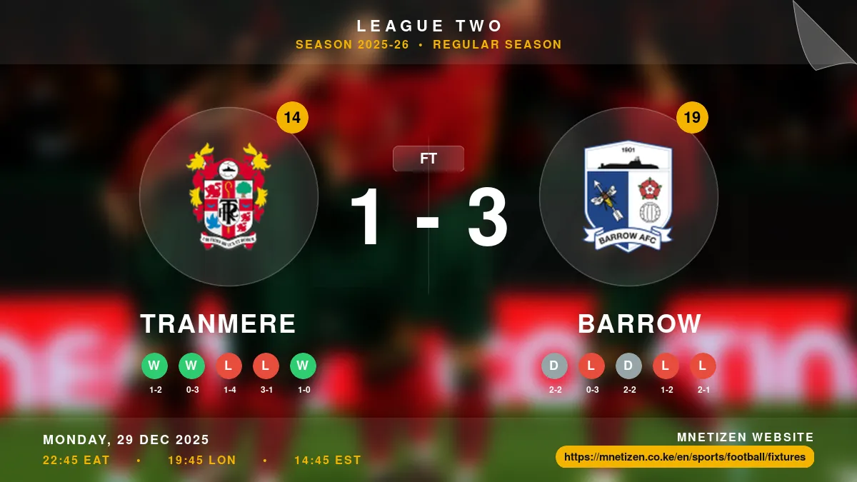 Tranmere vs Barrow Result