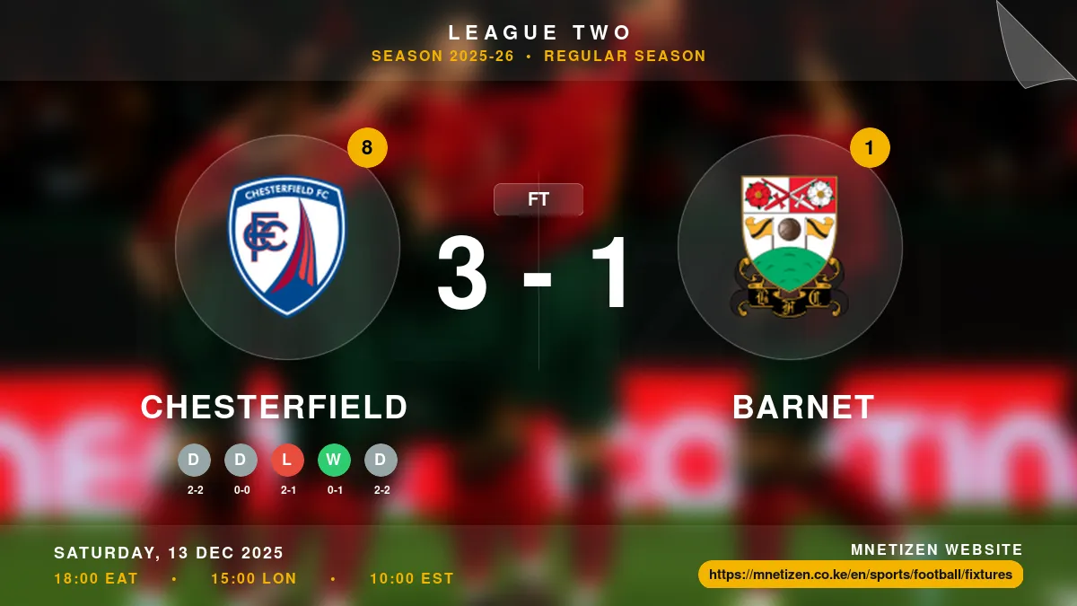 Chesterfield vs Barnet - League Two 2025-26 Match Poster and Predictions