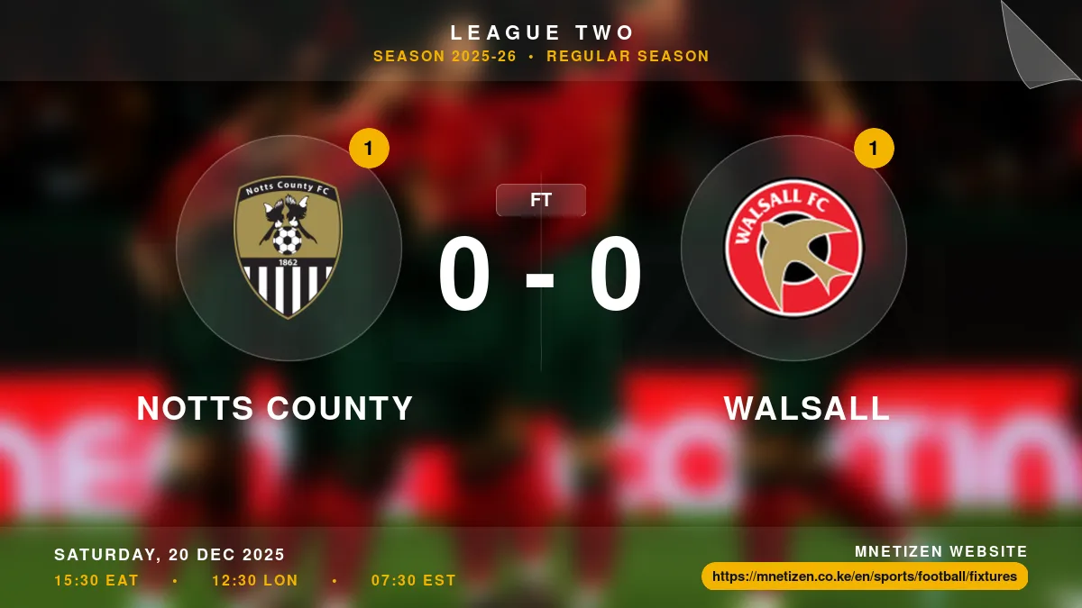 Notts County vs Walsall - League Two 2025-26 Match Poster and Predictions