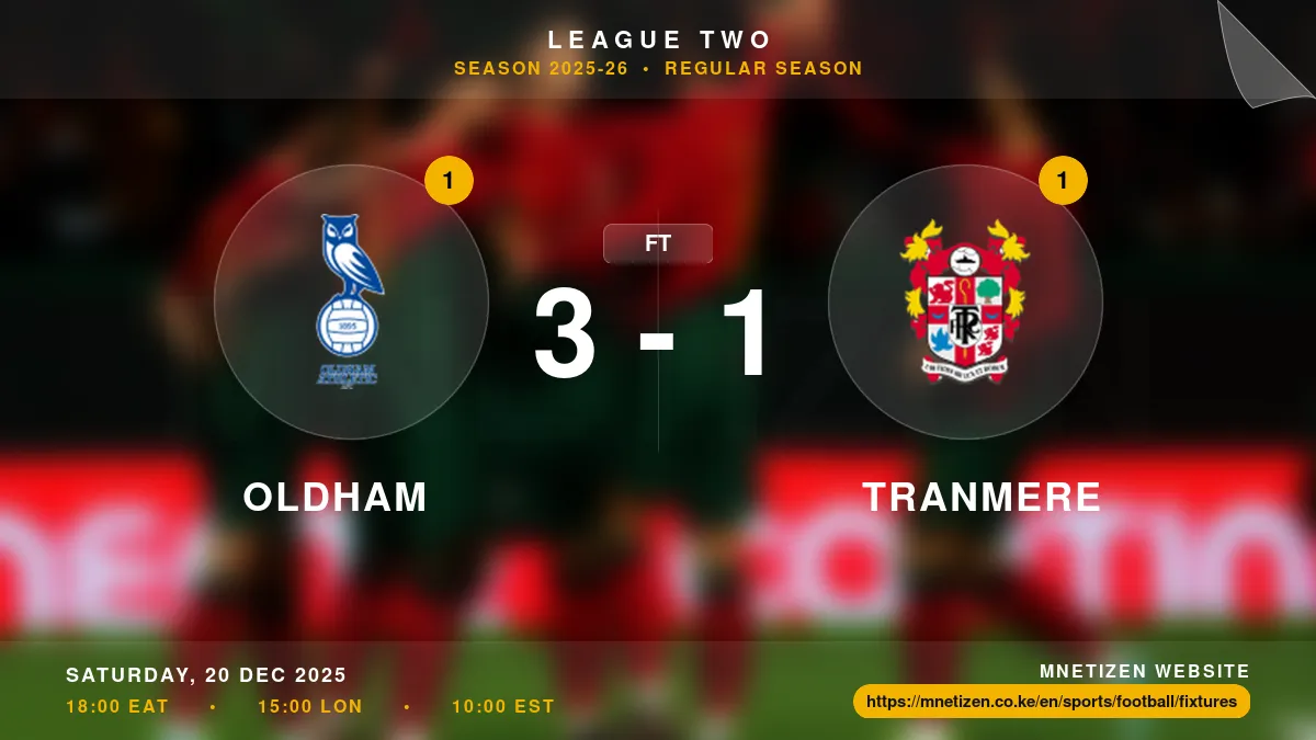 Oldham vs Tranmere - League Two 2025-26 Match Poster and Predictions