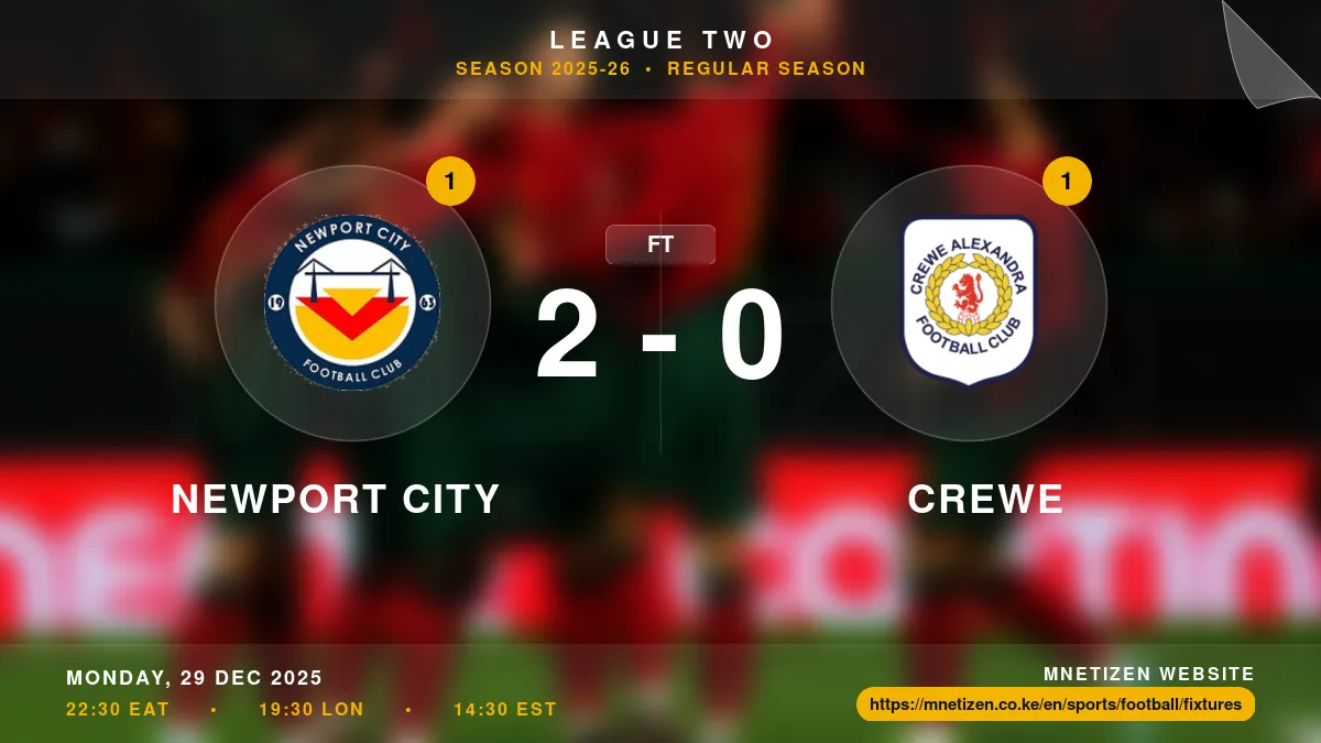 Newport City vs Crewe - League Two 2025-26 Match Poster and Predictions