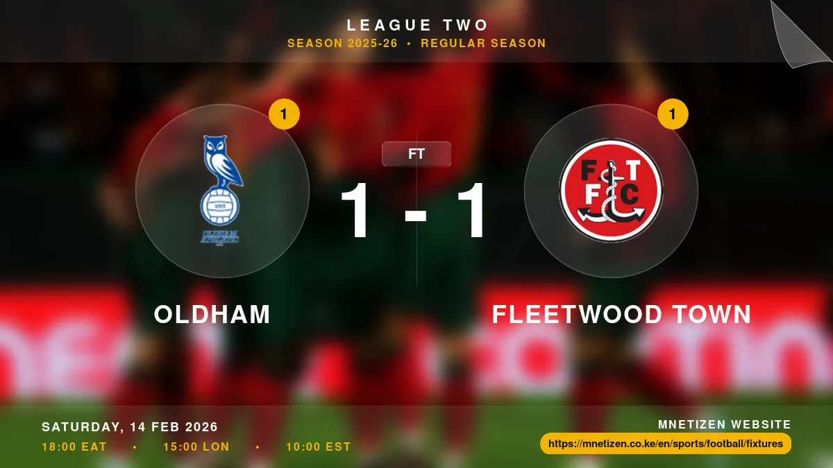 Oldham vs Fleetwood Town - League Two 2025-26 Match Poster and Predictions