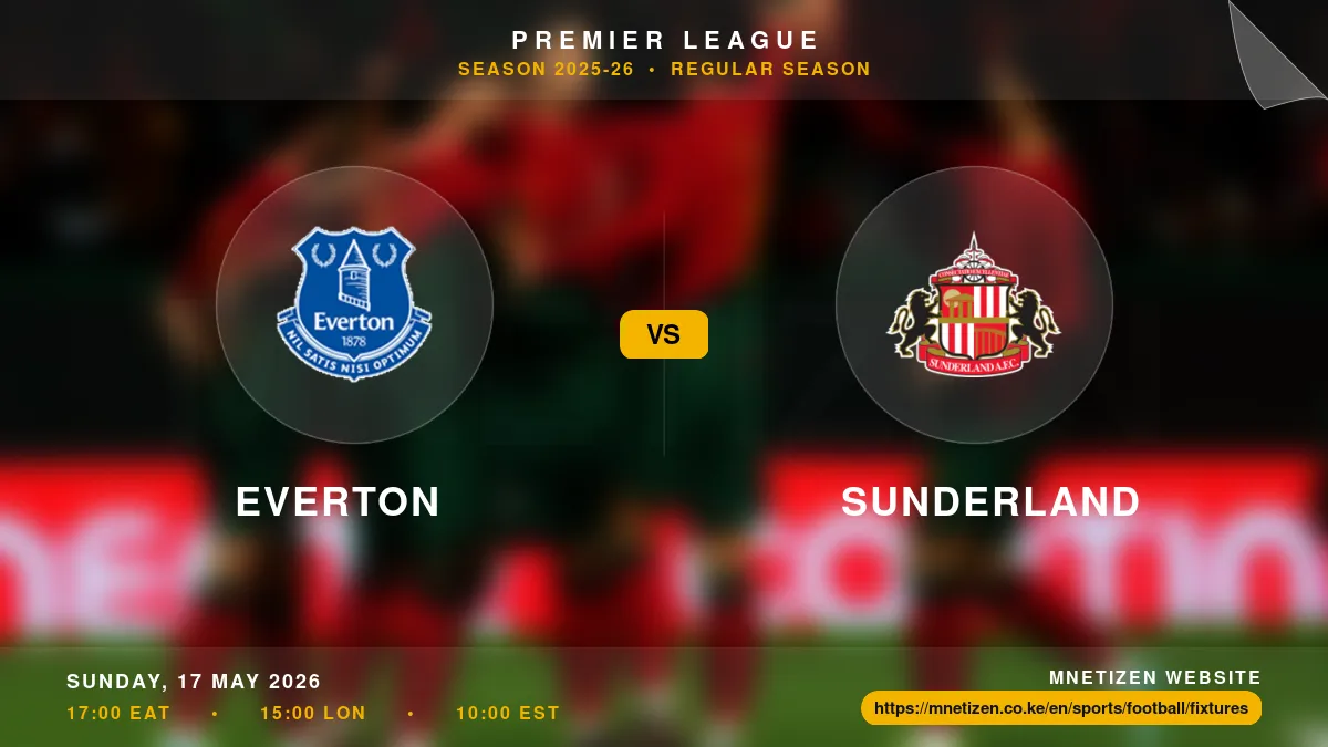 Everton vs Sunderland - Premier League 2025-26 Match Poster and Predictions