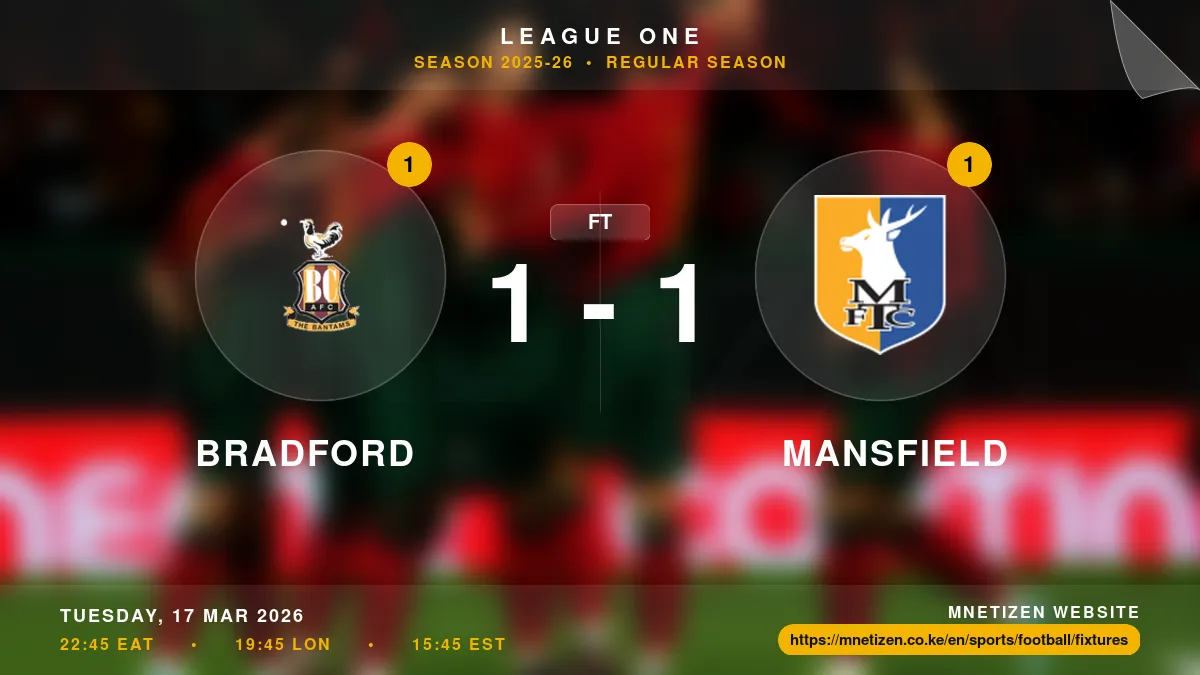 Bradford vs Mansfield - League One 2025-26 Match Poster and Predictions