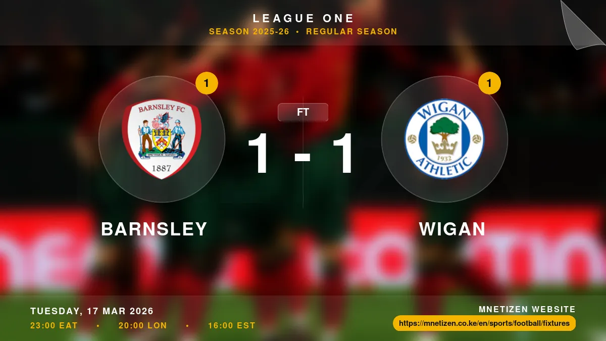 Barnsley vs Wigan  - League One 2025-26 Match Poster and Predictions
