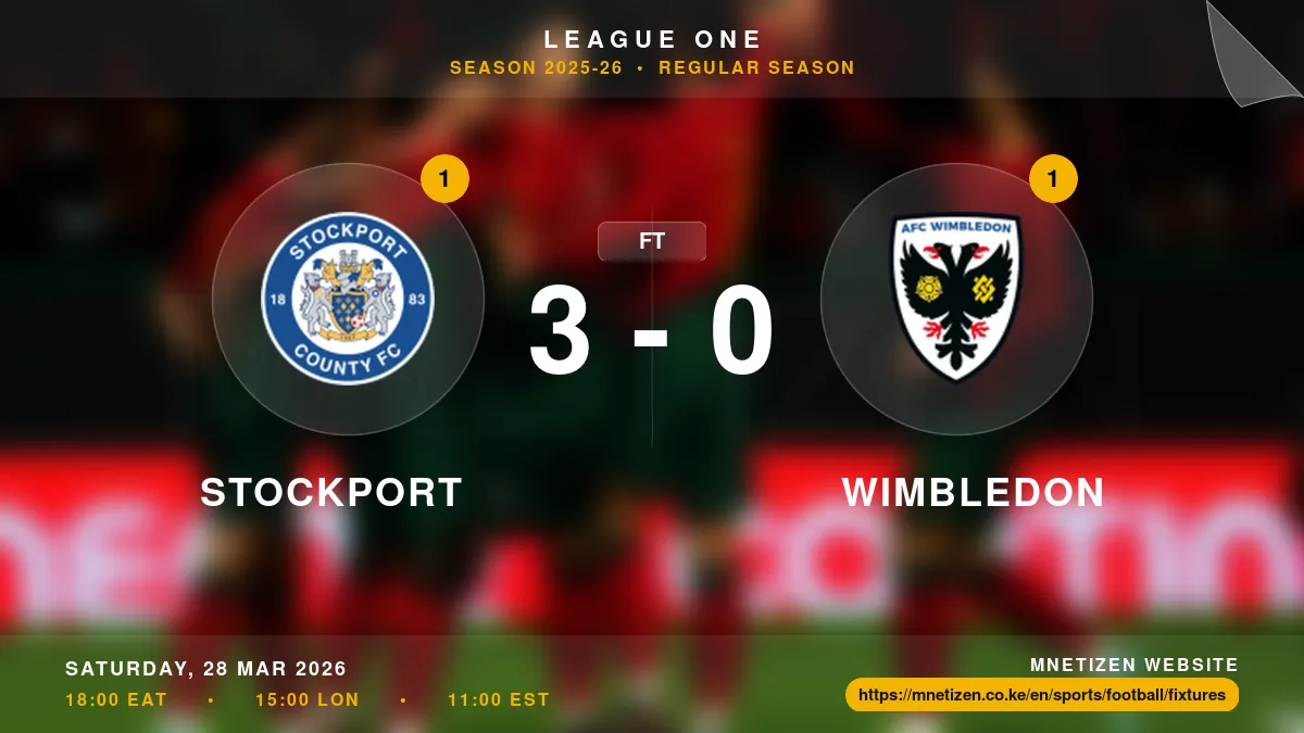 Stockport vs Wimbledon - League One 2025-26 Match Poster and Predictions