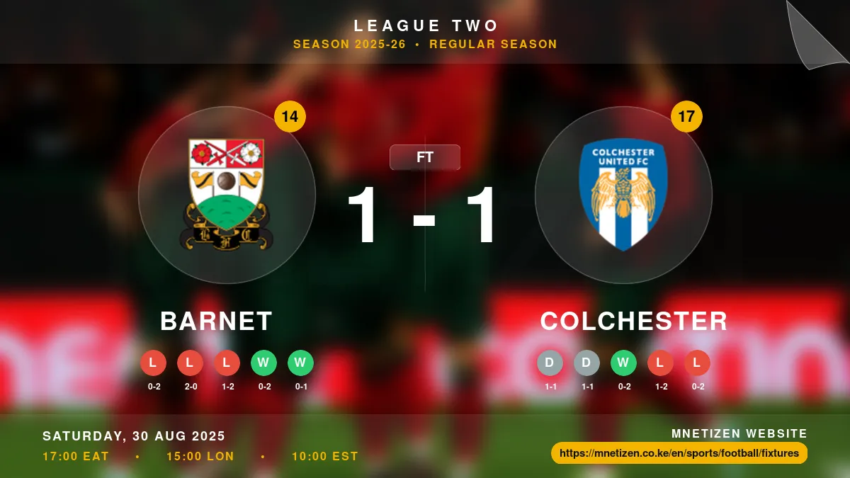 Barnet vs Colchester Result