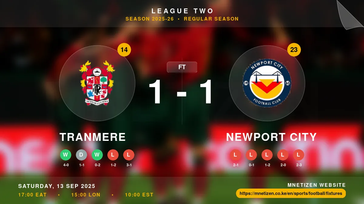 Tranmere vs Newport City Result