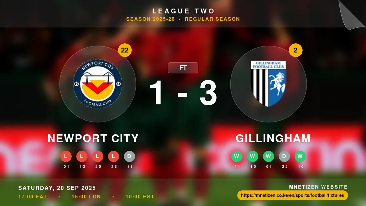 Newport City vs Gillingham Result