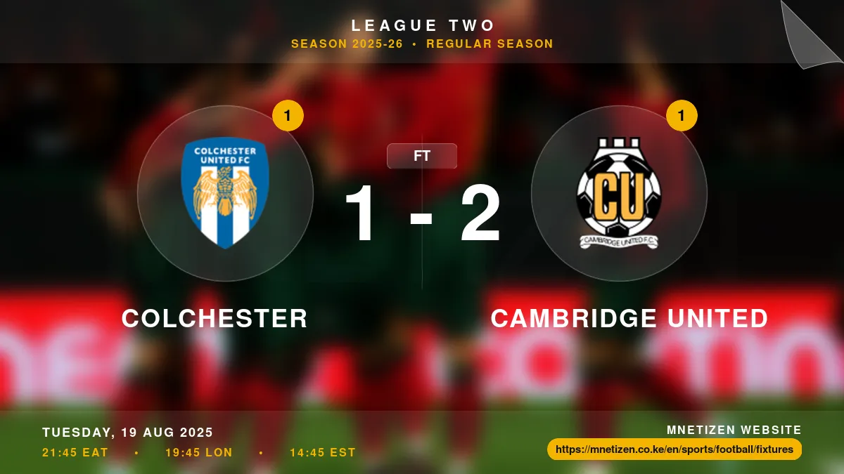 Colchester vs Cambridge United - League Two 2025-26 Match Poster and Predictions