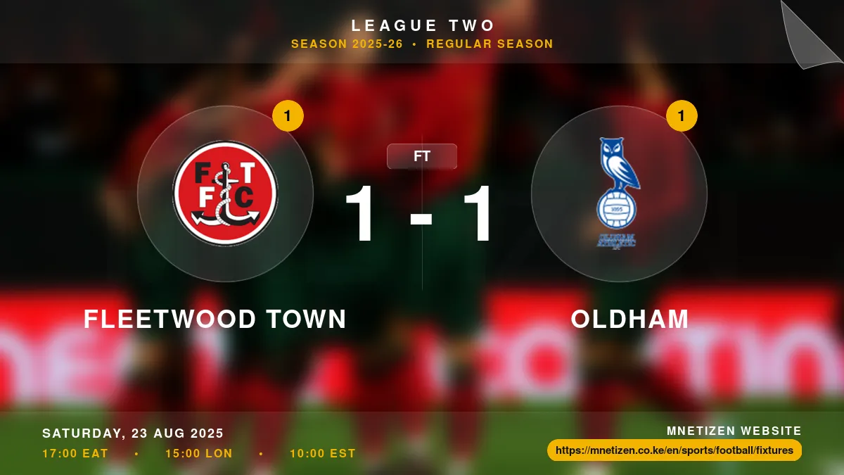 Fleetwood Town vs Oldham - League Two 2025-26 Match Poster and Predictions