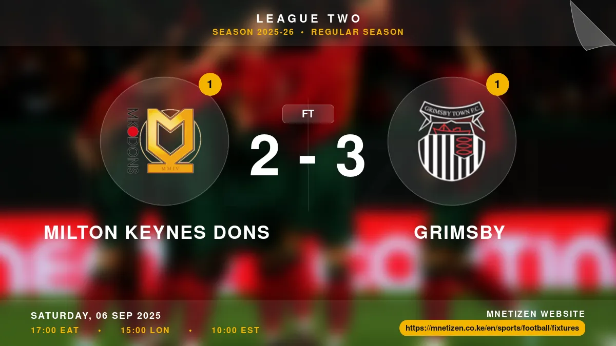 Milton Keynes Dons vs Grimsby - League Two 2025-26 Match Poster and Predictions