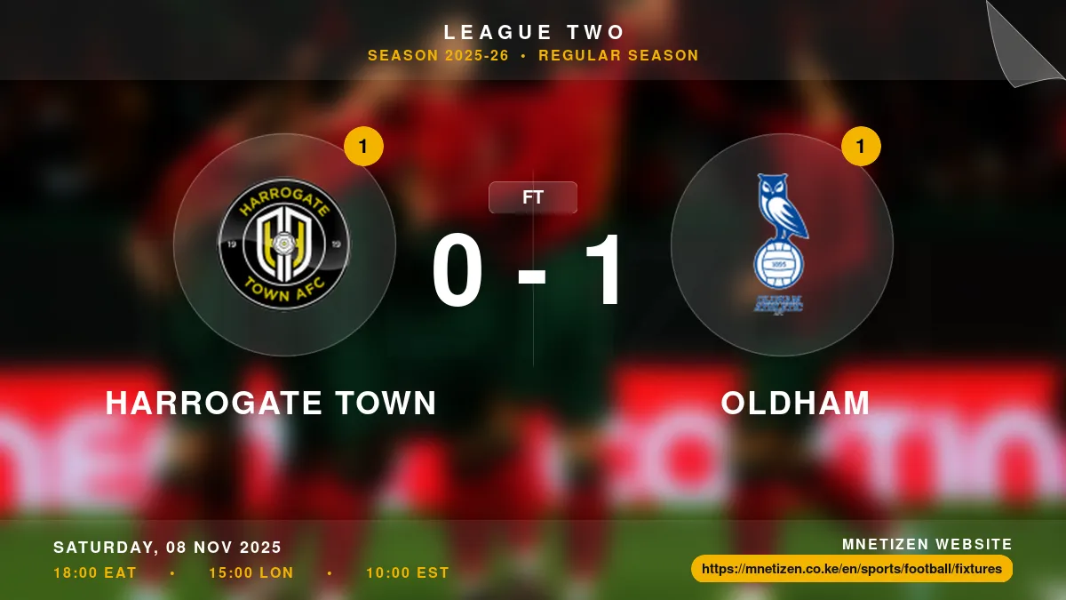 Harrogate Town vs Oldham - League Two 2025-26 Match Poster and Predictions