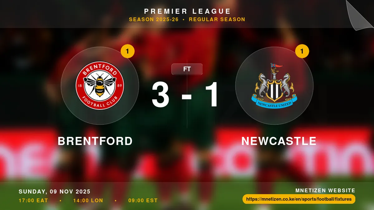 Brentford vs Newcastle - Premier League 2025-26 Match Poster and Predictions
