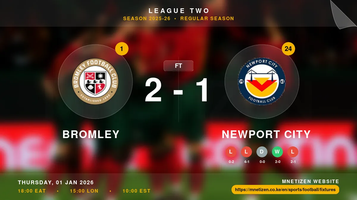 Bromley vs Newport City - League Two 2025-26 Match Poster and Predictions