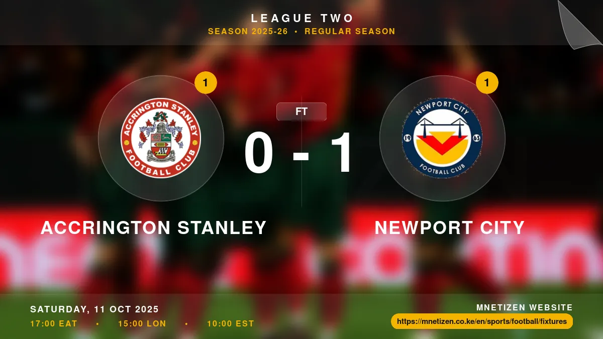 Accrington Stanley vs Newport City - League Two 2025-26 Match Poster and Predictions