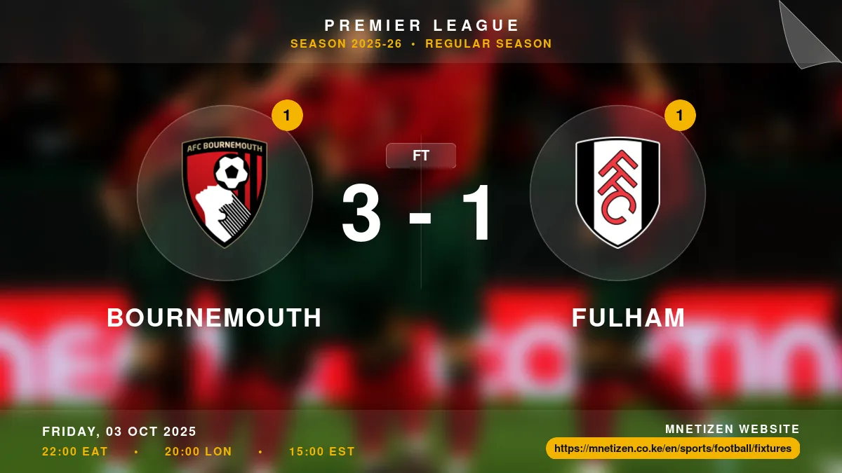 Bournemouth vs Fulham - Premier League 2025-26 Match Poster and Predictions