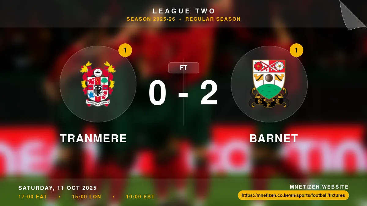 Tranmere vs Barnet - League Two 2025-26 Match Poster and Predictions