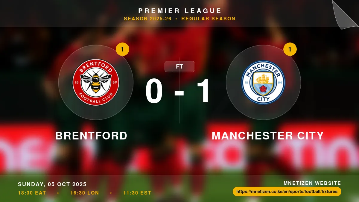 Brentford vs Manchester City - Premier League 2025-26 Match Poster and Predictions