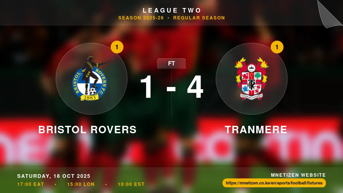 Bristol Rovers vs Tranmere - League Two 2025-26 Match Poster and Predictions