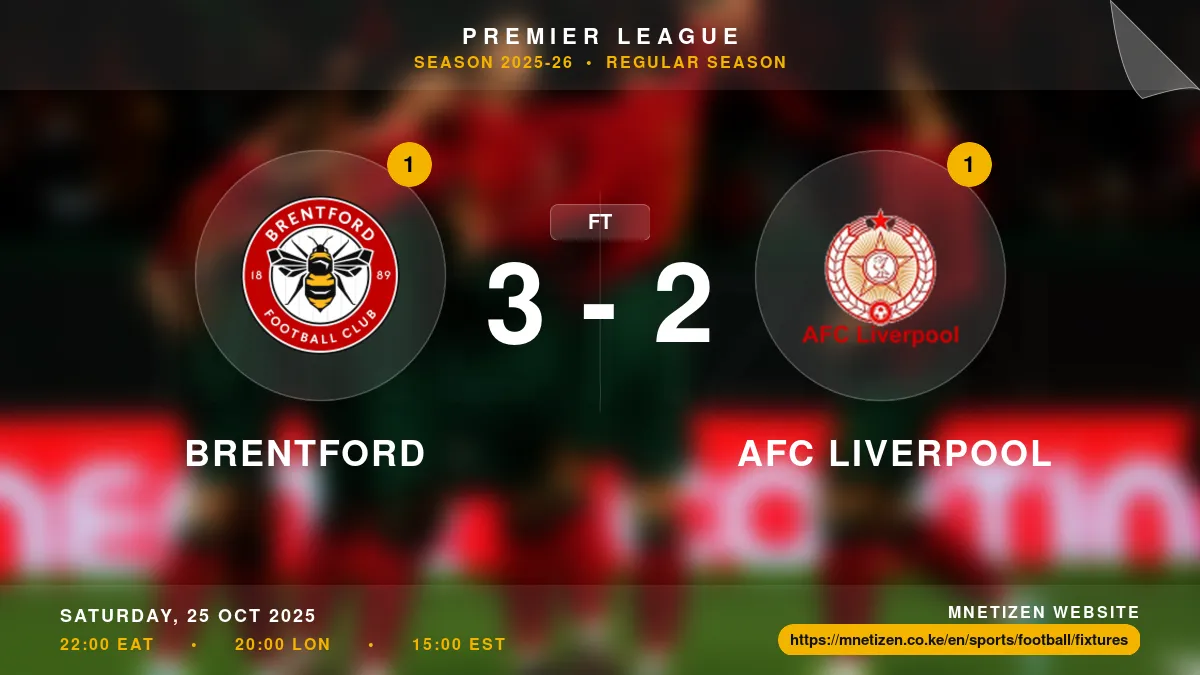 Brentford vs AFC Liverpool - Premier League 2025-26 Match Poster and Predictions