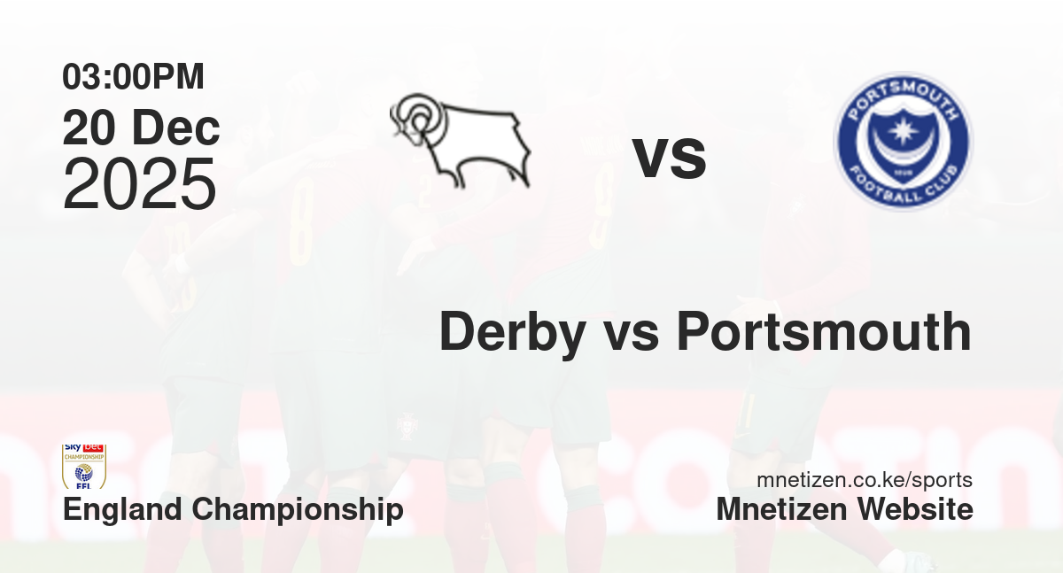 Derby County vs Portsmouth | 20 Dec 2025 Match