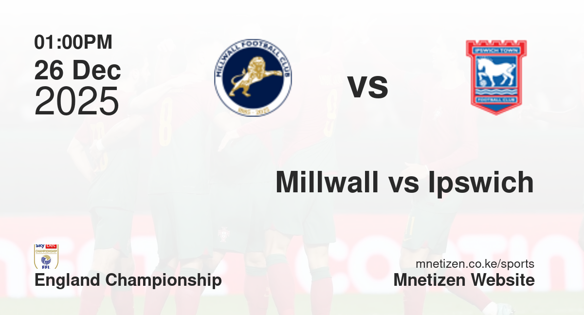 Millwall vs Ipswich Town | 26 Dec 2025 Match