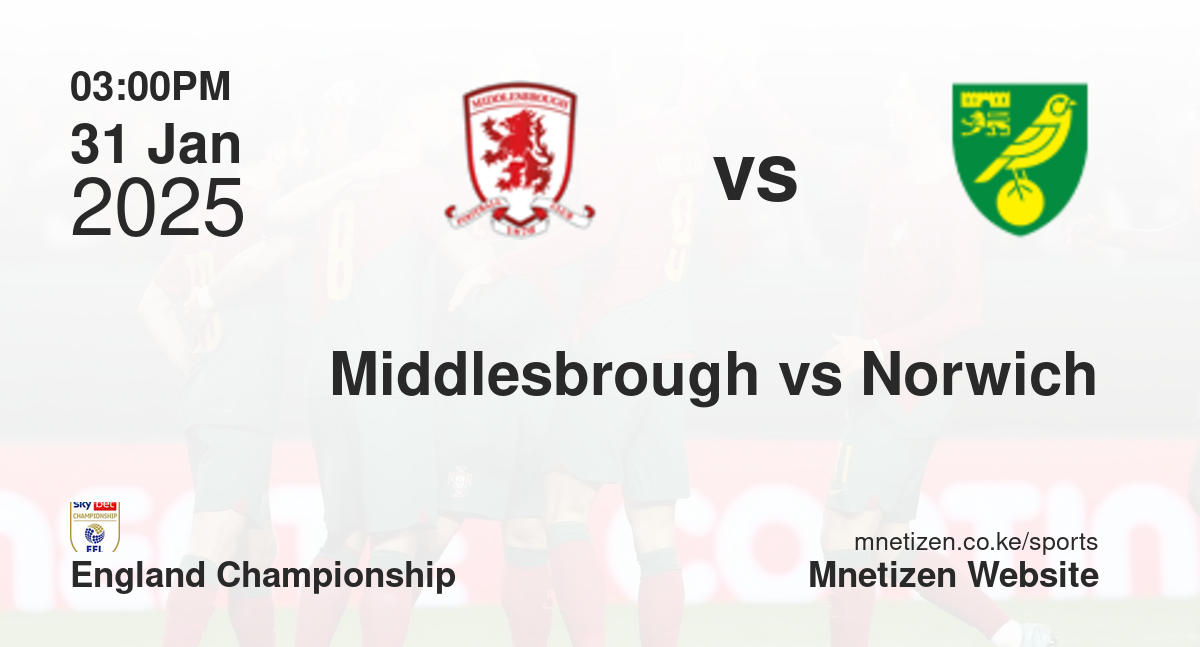 Middlesbrough vs Norwich City | 31 Jan 2025 Match