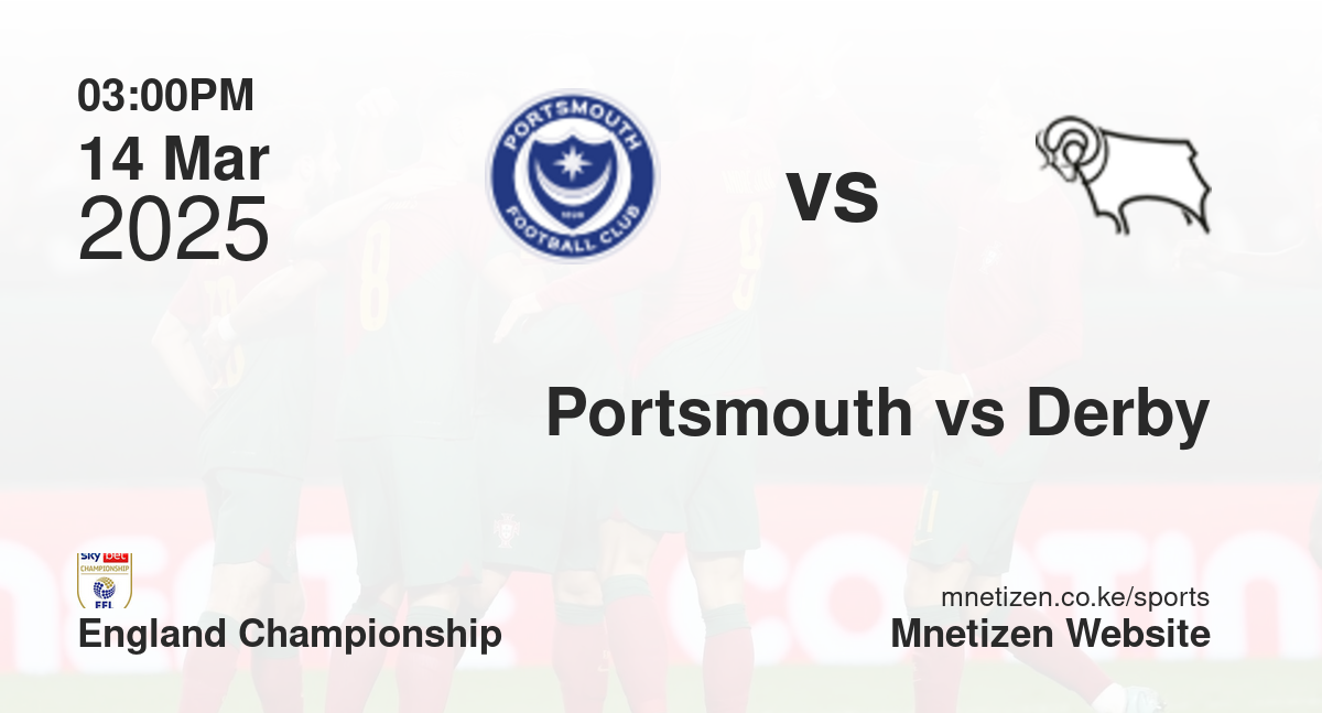 Portsmouth vs Derby County | 14 Mar 2025 Match