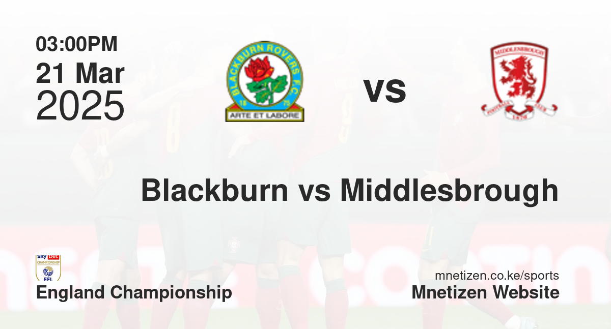 Blackburn Rovers vs Middlesbrough | 21 Mar 2025 Match