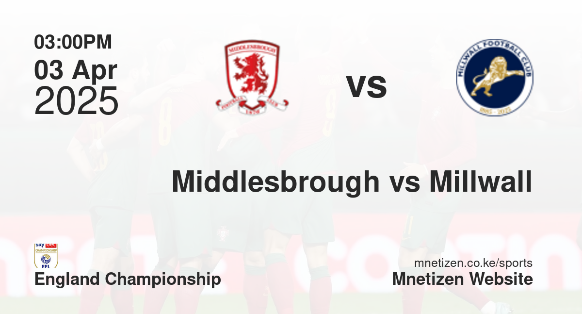 Middlesbrough vs Millwall | 03 Apr 2025 Match