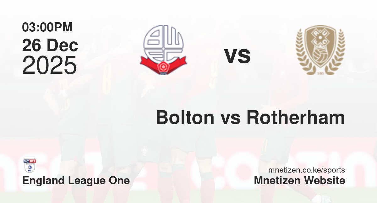 Bolton Wanderers vs Rotherham United | 26 Dec 2025 Match