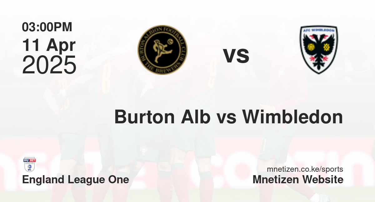 Burton Albion vs AFC Wimbledon | 11 Apr 2025 Match