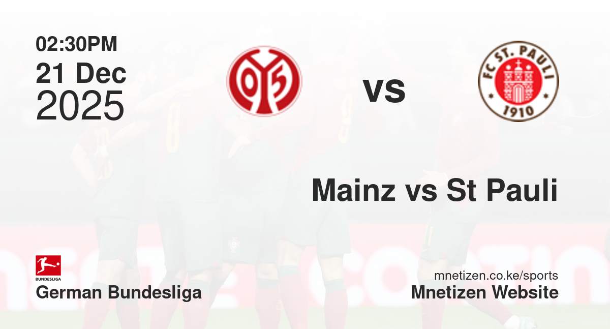 Mainz vs St Pauli | 21 Dec 2025 Match