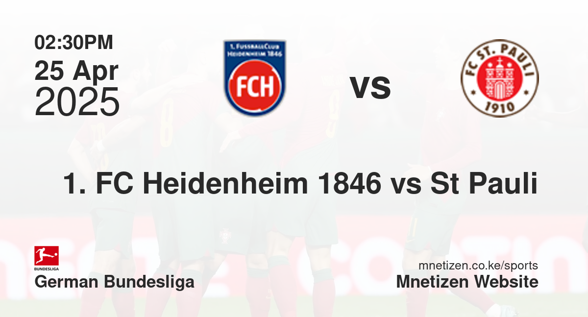 1. FC Heidenheim 1846 vs St Pauli | 25 Apr 2025 Match