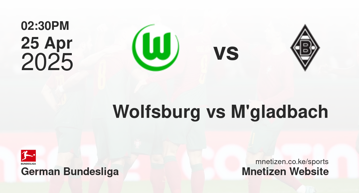 Wolfsburg vs Mönchengladbach | 25 Apr 2025 Match