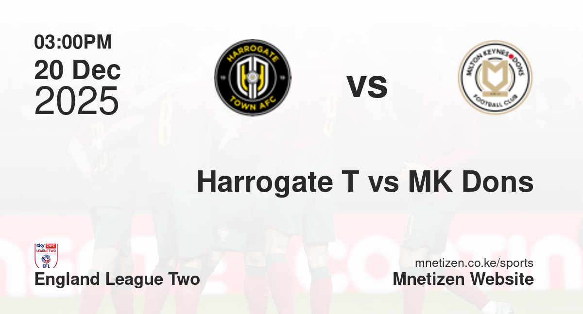 Harrogate Town vs Milton Keynes Dons | 20 Dec 2025 Match