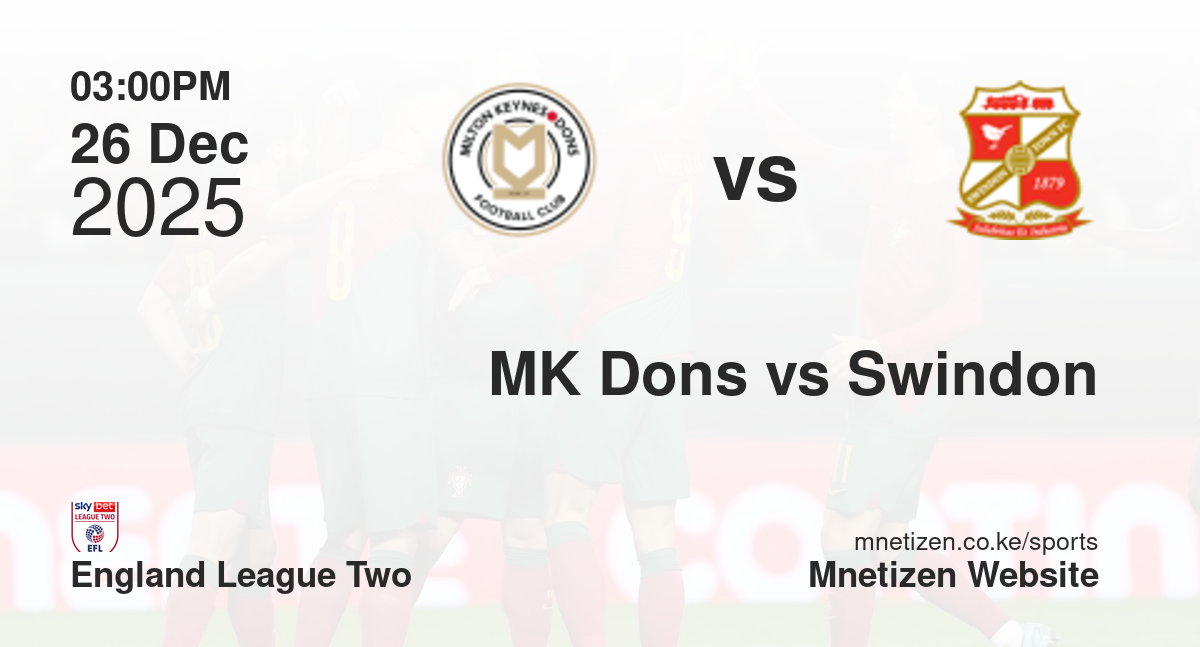 Milton Keynes Dons vs Swindon Town | 26 Dec 2025 Match