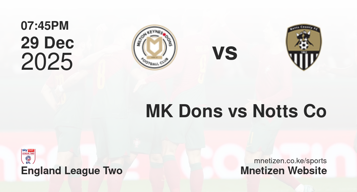 Milton Keynes Dons vs Notts County | 29 Dec 2025 Match