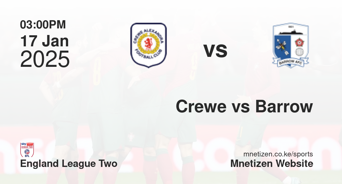 Crewe Alexandra vs Barrow | 17 Jan 2025 Match