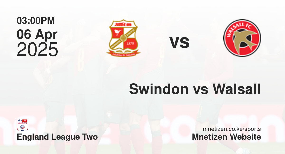 Swindon Town vs Walsall | 06 Apr 2025 Match