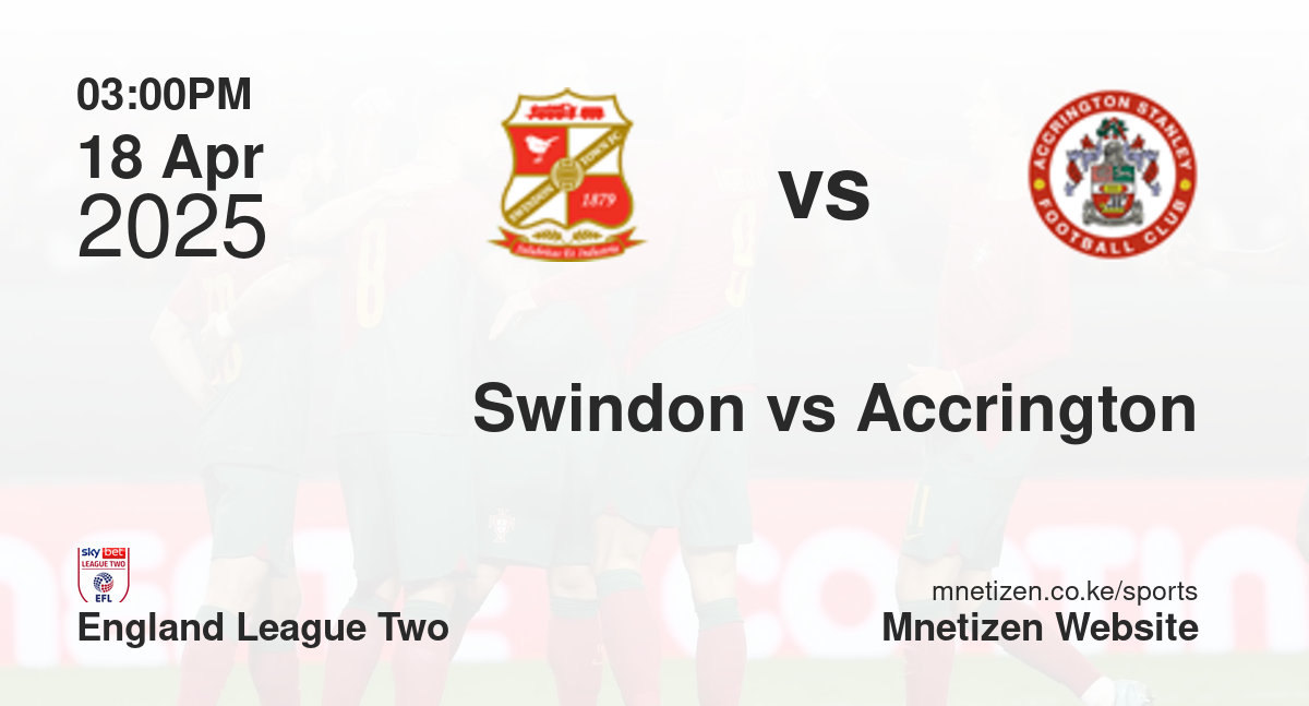 Swindon Town vs Accrington Stanley | 18 Apr 2025 Match