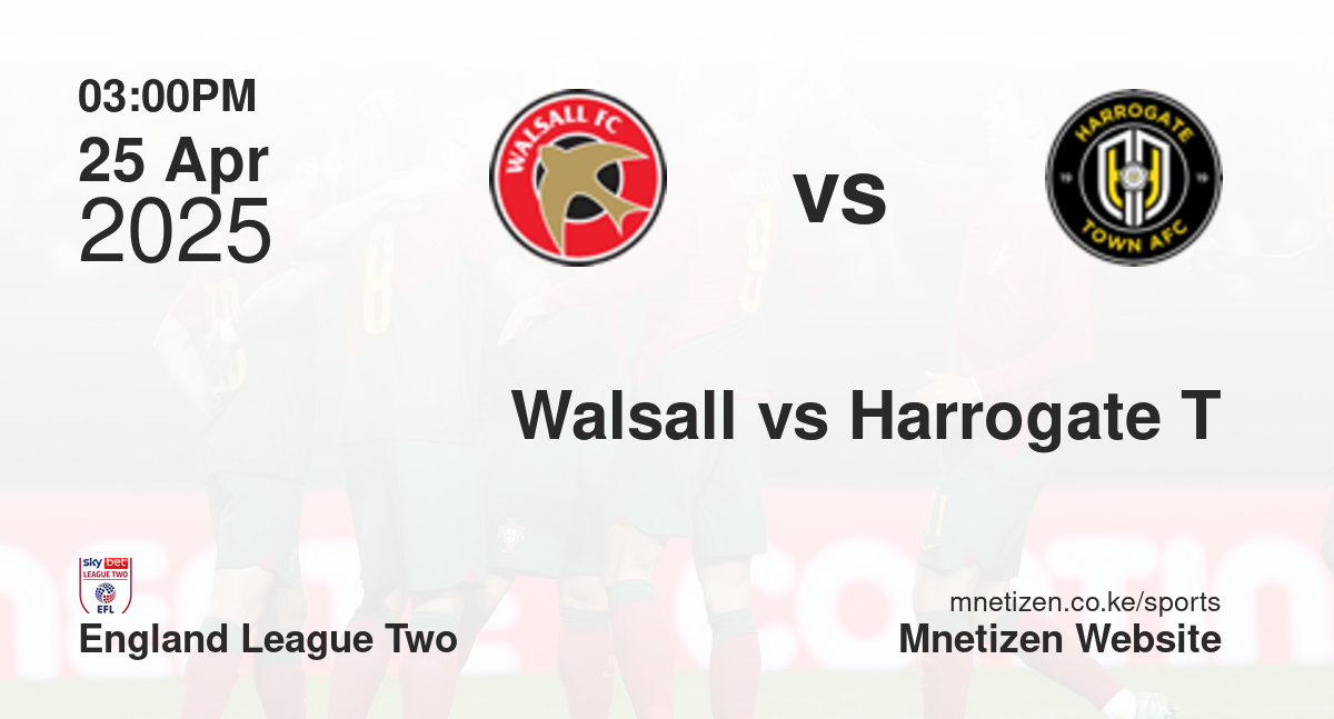 Walsall vs Harrogate Town | 25 Apr 2025 Match