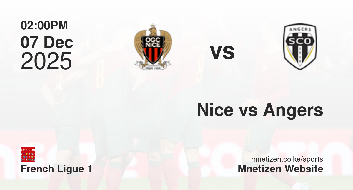 Nice vs Angers | 07 Dec 2025 Match
