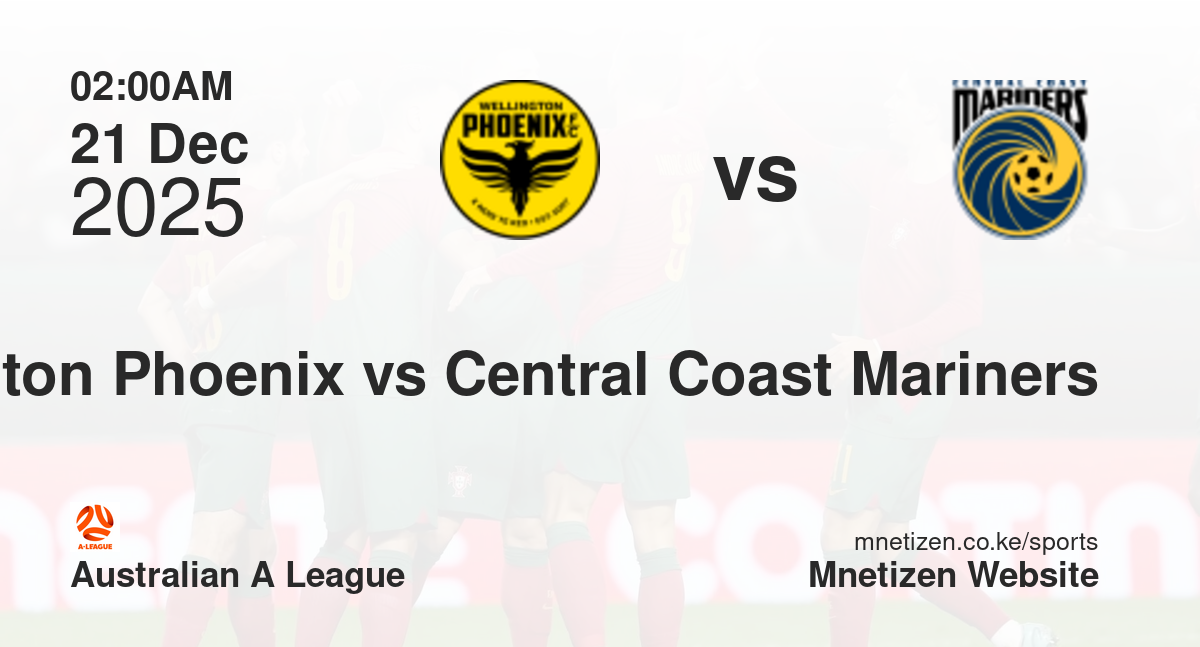 Wellington Phoenix vs Central Coast Mariners | 21 Dec 2025 Match
