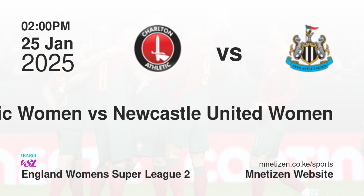 Charlton Athletic Women vs Newcastle United Women | 25 Jan 2025 Match