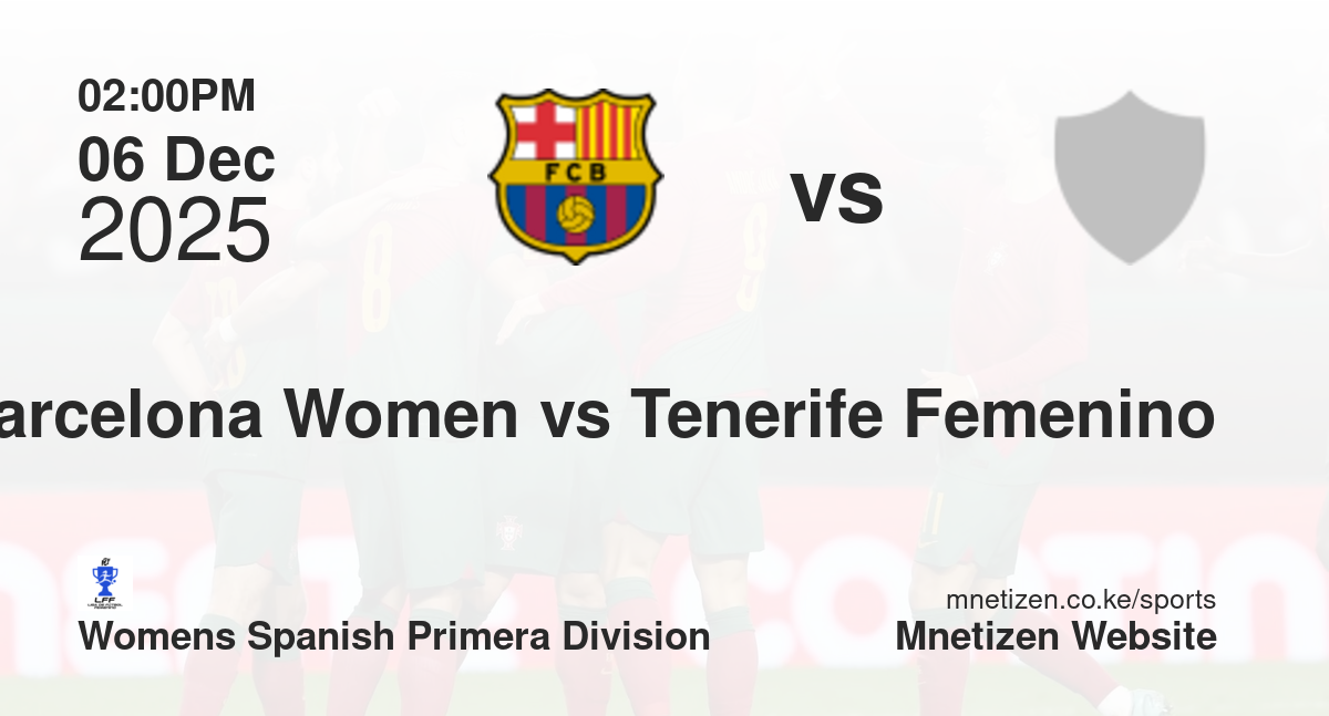 Barcelona Women vs Tenerife Femenino | 06 Dec 2025 Match