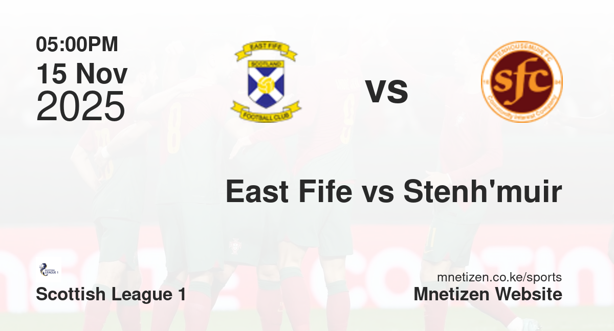 East Fife vs Stenhousemuir | 15 Nov 2025 Match