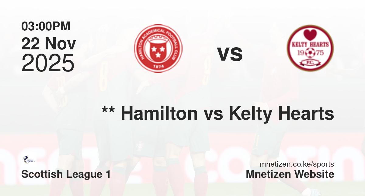 **                           Hamilton Academical vs Kelty Hearts | 22 Nov 2025 Match