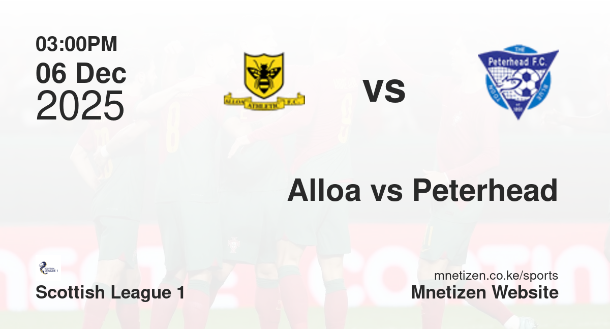 Alloa Athletic vs Peterhead | 06 Dec 2025 Match